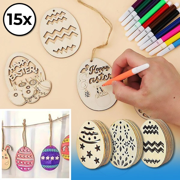 Великденски дървени яйца (15 бр.) | EGGNAMENTIFY