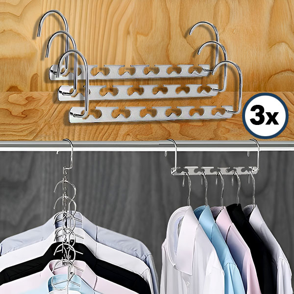 Стоманена Закачалка за Дрехи с Пестене на Място (3 бр.) | SNAPHANG